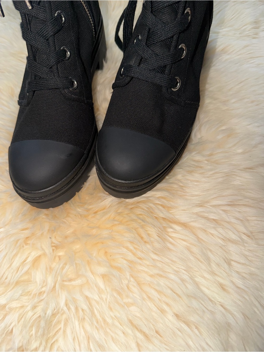 Michael Kors Black Lace-Up Platform Lug Heel Boots - Picture 6 of 8